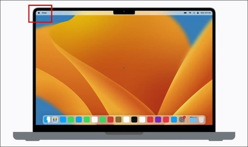 Nhấn vào biểu tượng Apple ở góc trên bên trái màn hình Macbook