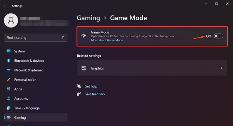 Bật chế độ Game Mode